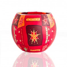 Red Star - Glowing Globe Glass Tea Light Candle Holder