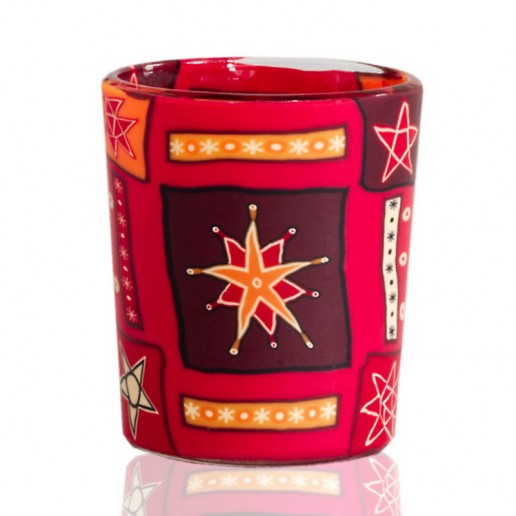 Red Star - Glowing Votive Glass Tea Light Candle Holder