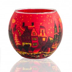 Red Town - Glowing Globe Glass Tea Light Candle Holder