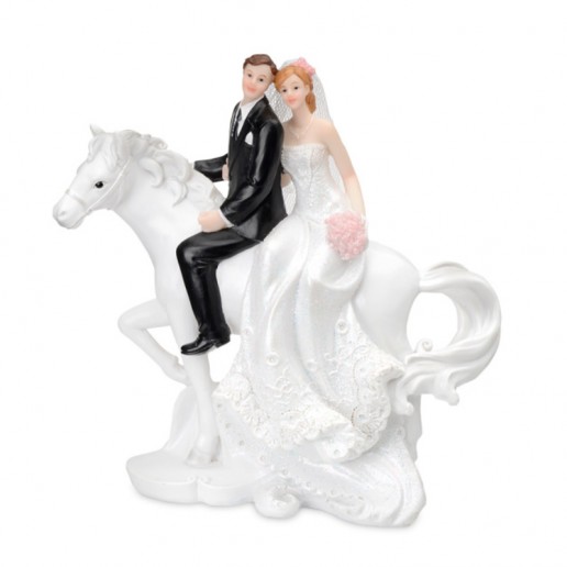 Resin Bride & Groom on a Horse - Cake Topper