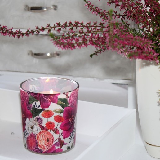 Scented Candles in Printed Glass - Floral Inspiration
