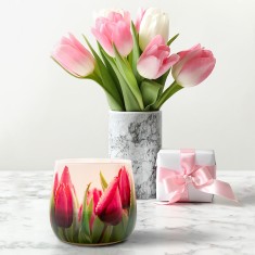 Scented Candles in Printed Glass - Flowers