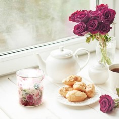 Scented Candles in Printed Glass - Roses