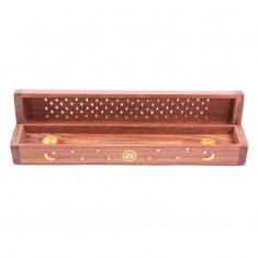 Sheesham Wood Incense Box For Sticks And Cones - Brown Open