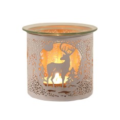 Stag - 3 in 1 Tealight Wax Melter and Candle Holder White Silhouette