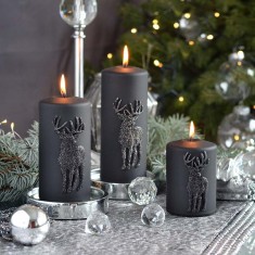 Stag Black Small Pillar Candle lifestyle