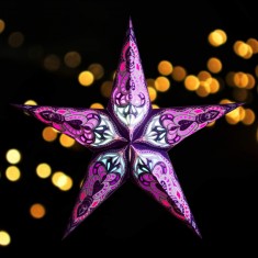 'Sumita' Purple - Large Paper Star Light lit
