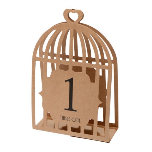 Table Numbers 1-15 Laser Bird Cage - Brown
