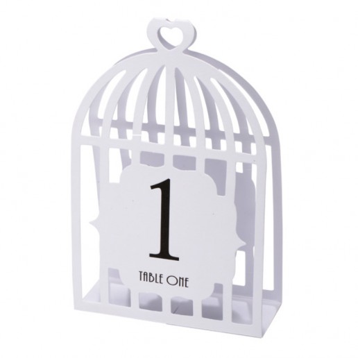 Table Numbers 1-15 Laser Bird Cage - White