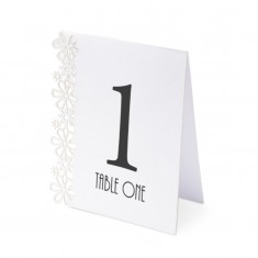Table Numbers 1-15 Laser Flower - White