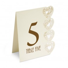 Table Numbers 1-15 Laser Heart - Ivory