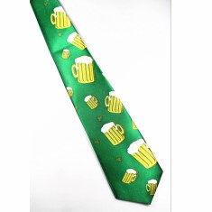 St Patrick's Day Green Tie with Beer