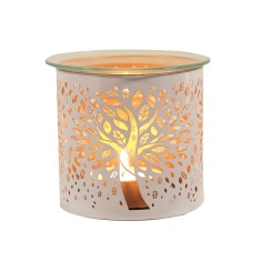 Tree of Life - 3 in 1 Tealight Wax Melter and Candle Holder White & Gold