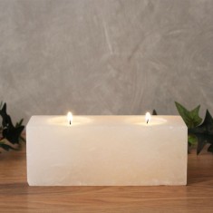 Twin Cube - White Rock Salt Tea Light Candle Holder Lifestyle