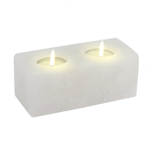 Twin Cube - White Rock Salt Tea Light Candle Holder