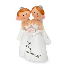 Wedding Cake Topper Funny Character Lesbian Couple white
