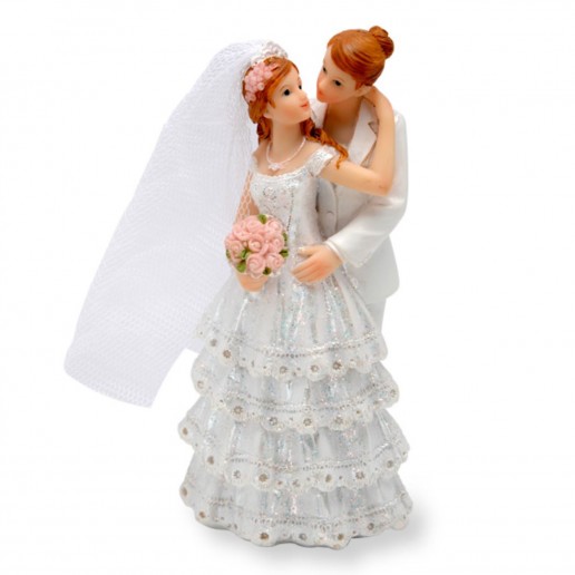 Wedding Cake Topper Lesbian Couple Dress-Suit white