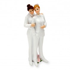 Wedding Cake Topper Lesbian Couple Suit-Suit white