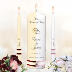 Wedding Unity Candles White or Ivory - Rings