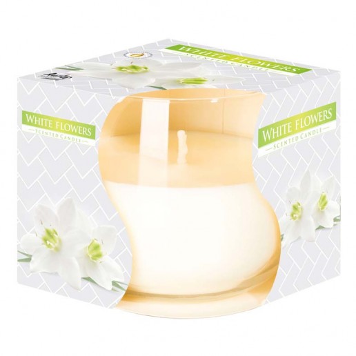 White Flowers - Scented Candle in Glass Best Smelling Cheap Sale Discounts