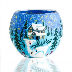 Winter - Glowing Globe Glass Tea Light Candle Holder detail