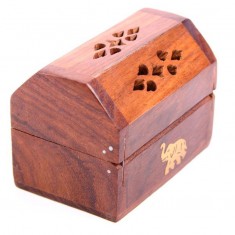 Wooden Incense Cone Burner Box Elephant angle