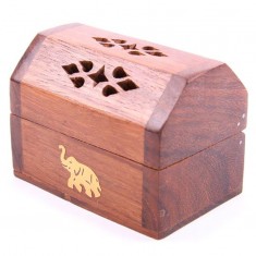 Wooden Incense Cone Burner Box Elephant