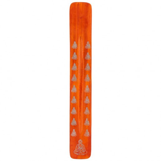 Wooden Incense Holder Ash Catcher - Buddha Orange