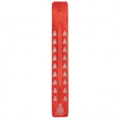 Wooden Incense Holder Ash Catcher - Buddha Red