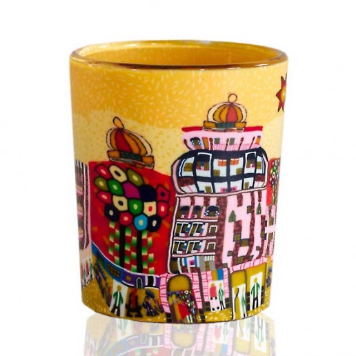 Yellow City - Glowing Votive Glass Tea Light Candle Holder