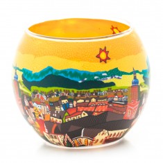 Yellow Town - Glowing Globe Glass Tea Light Candle Holder